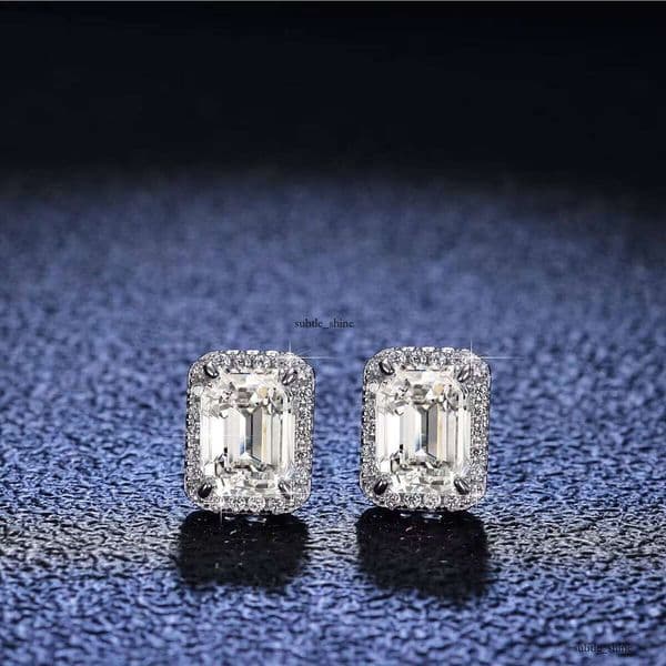 GRA VVS Moissanite New Design Studs Fine Jewelry VVS Square 925 Sterling Silver Diaspore Earrings 47