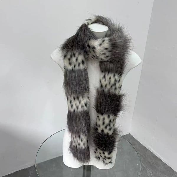 Original Leopard print plush polka dot scarf millennial spicy girl subculture splicing warmth Y2K Winter accessories for woman 251218