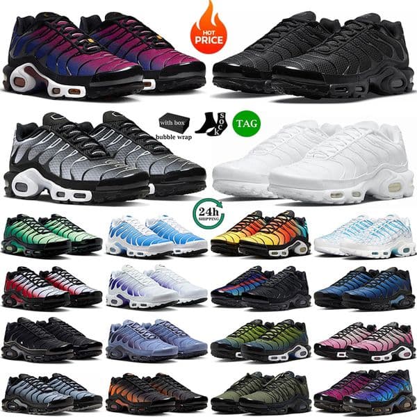 With Box Tns Plus Running Shoes Designer Shoes Men Women Luxury Tnss Sneakers Triple White Black Unity Ice Hyper Marseille Trainers Outdoor Sports Shoes breathable