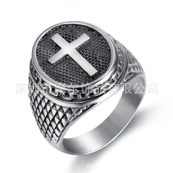 Amazon Travel Commemorative Personalized Retro Titanium free shipping Steel Cross Men's Ring