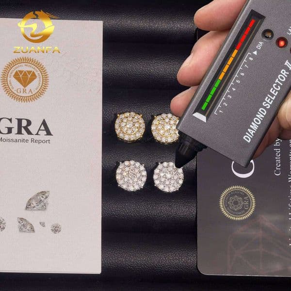 GRA US Warehouse Bulk Stock Silver 925 VVS Moissanite Fine Jewelry Lab VVS Moissanite Hip Hop Earrings c0