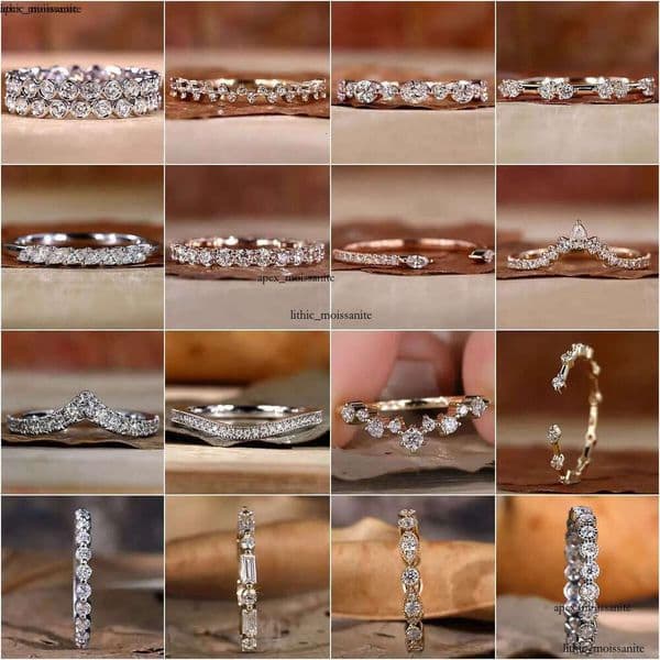 Custom Vvs Lab 18K Grown Created Diamond Band Women Set 10K 14K 18K Solid Gold Cured Eternity Wedding Ring Fine Jewelry