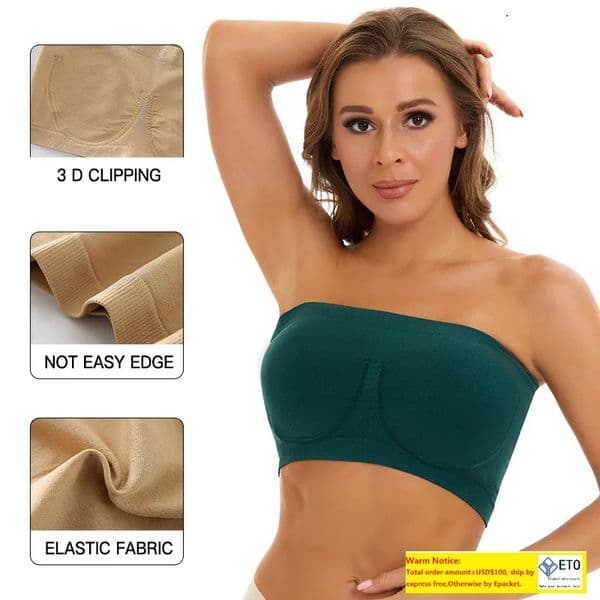 Plus Size S-3XL Women's Seamless Bras Lady Imitation Steel Ring Wrapped Chest One Piece Tube Top Sexy Strapless Bras Female Underwear LL