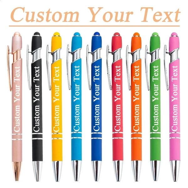 Engraving Name Gift Pen 10pcs Custom Pens with Engrave Text Ballpoint Stylus Tip for Student Business Office 251210