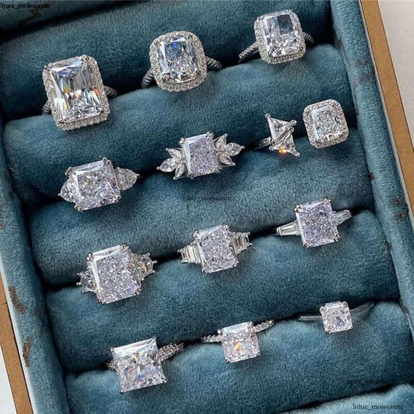 luxury designer diamond ring for woman wed 925 sterling silver 8A cubic zirconia iced out 18K round sqaure engagement wedding eternal love rings womens jewelry gift