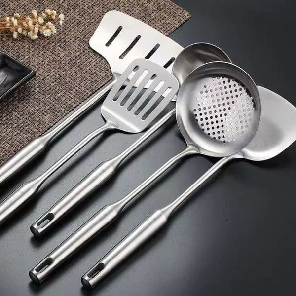 304 Stainless Steel Wok Spatula Metal kitchen utensils Slotted Turner Spoon Ladle Cooking Tools Utensil Set Kitchen Accessories 251223
