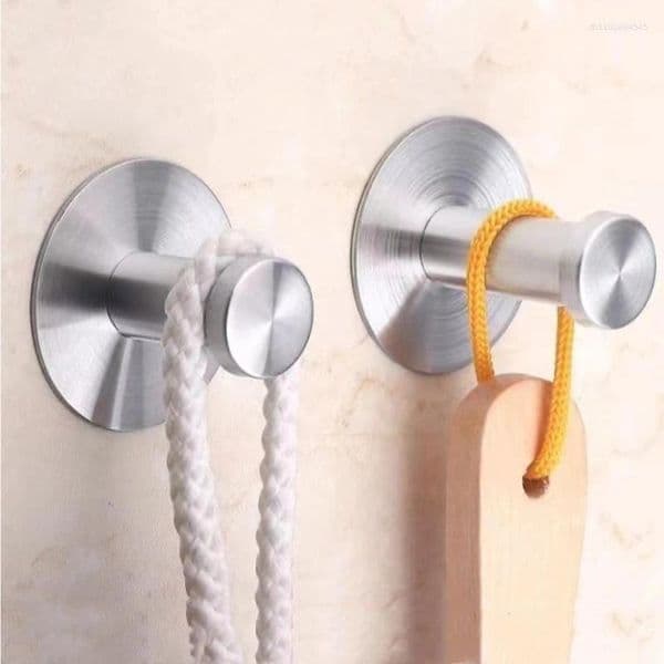 Hooks 1pcs Stainless Steel Hook Self Adhesive Heavy Duty Kitchen Bathroom Organization Wall Door Key Holder Rack Clothes Hanger