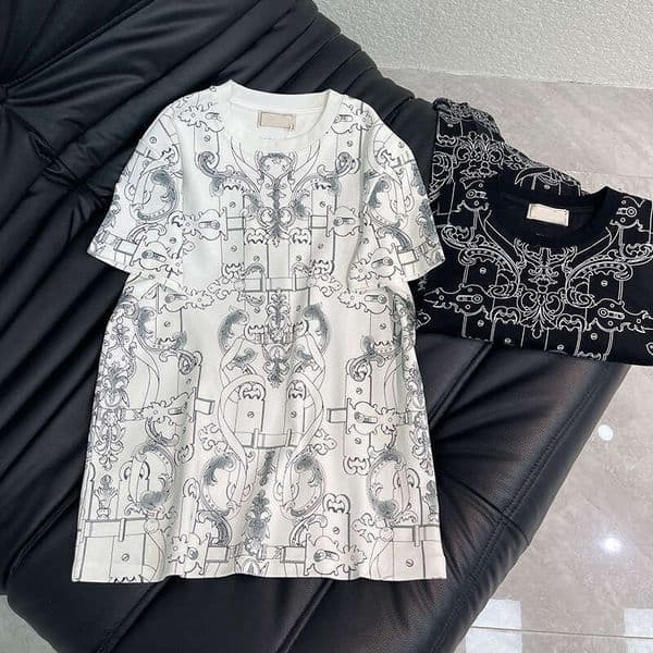 Designer 2026 Spring Summer New High-End Women's Clothing Top Logo Print Straight Round Neck Short Sleeve Cotton T-Shirt For Women 1ad4