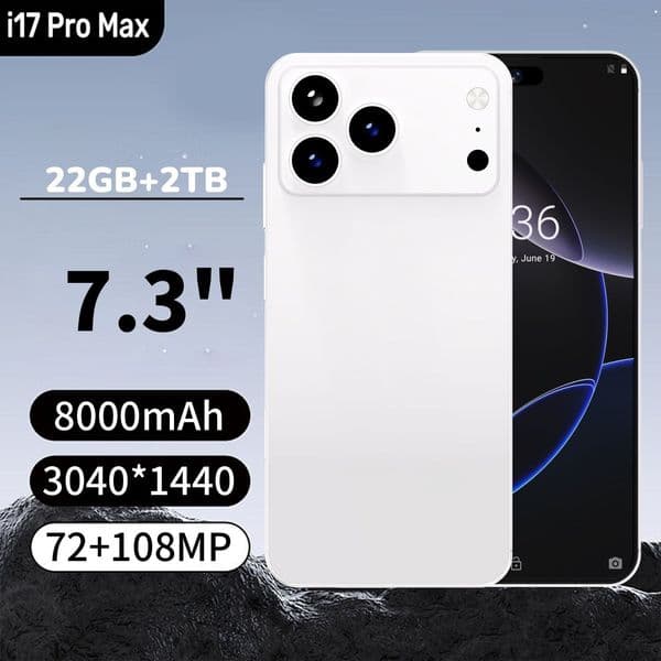 New Original Global Version i17ProMax Snapdragon 8 Gen3 12-core 7.3-inch capsule screen (Smart Island) 1440+3200 5G smartphone 50MP+108MP 8000mah IOS system