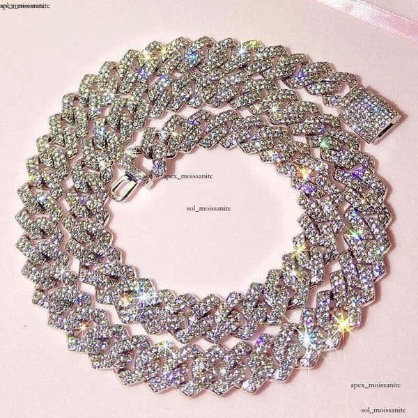 Chains Iced Out IGI 14mm Prong Cuban Link Chain Necklace For Women Bling Clustered Rhinestones Pave Miami Choker JewelleryChains