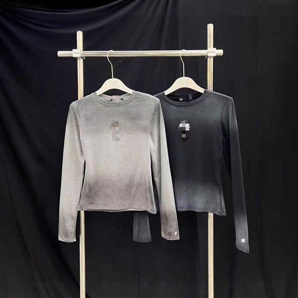 Designer 26 Early Spring New Ke Luo Heavy Industry Rhinestone Top Round Neck Long Sleeve T-Shirt Gradient Fashion Niche Trendy Brand Base Shirt 9393