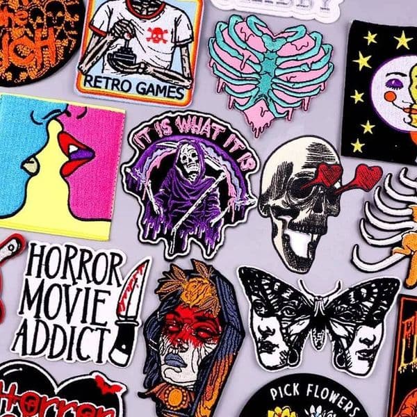 New Punk Skull Embroidery Horror Movie Ghost Sew/Fusible Patch DIY Iron On For Clothing Thermoadhesive Patches Sticker