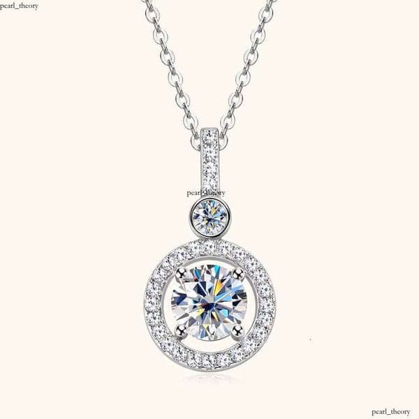S Pure Sier Gold-Plated Fashion Round 1.33 CT VVS D Colorful Diaspore Pendant Necklace