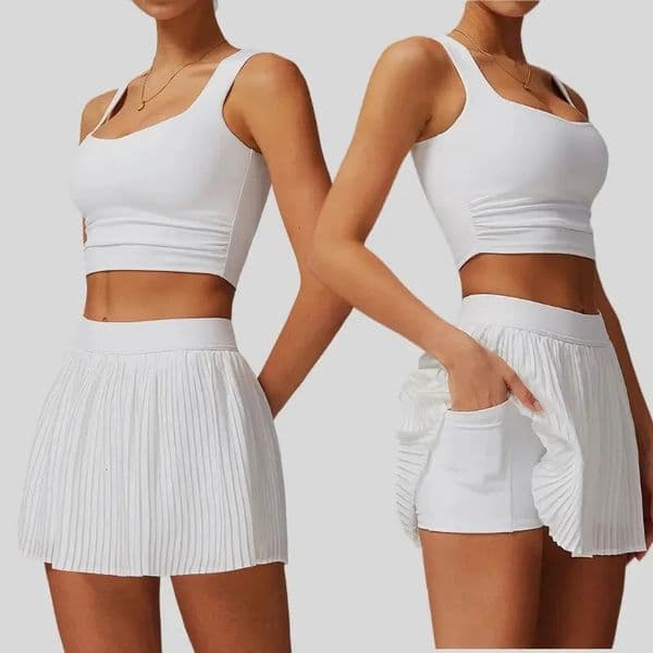 Two piece womens yoga sports skirt hip hugging slimming outdoor fitness tennis sun protection 251219