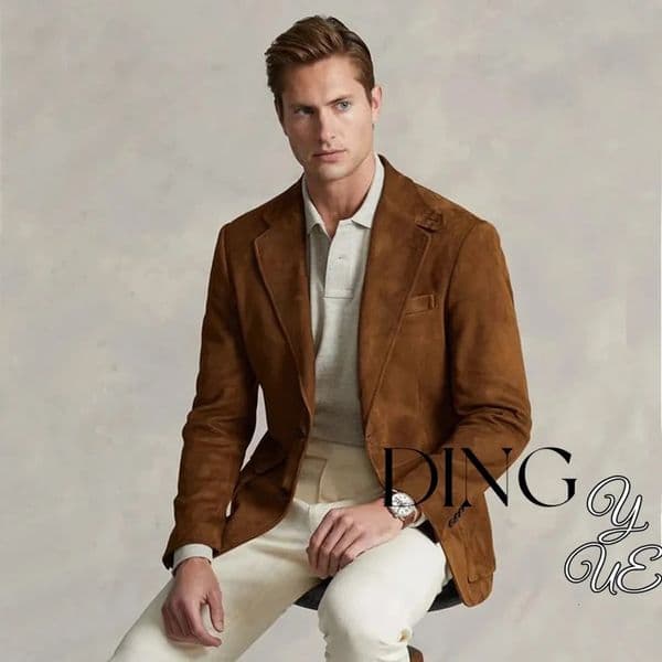 Mens Suit Suede Jacket Single Breasted Casual Fashion Male Coat for Men Blazers er Formal Clothing 251224