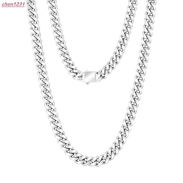 8mm 18K gold Cuban Link Chain Men Women Hip Hop Jewelry Gift Miami Cuban Necklace
