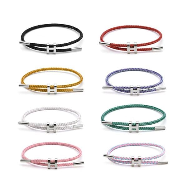 Titanium steel color-retaining leather rope bracelet 3MM exquisite I-shaped buckle design, adjustable elastic bracelet, daily commuting versatile jewelry