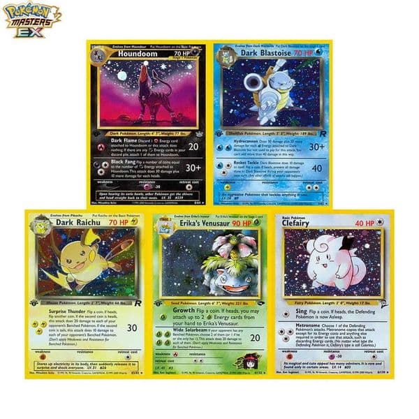 Holographic PKM Collection Cards PTCG Proxy Card Blue Core Paper Card Kids PKM Dark Raichu/Dragonite/Umbreon/Suicunc L251225TCKB