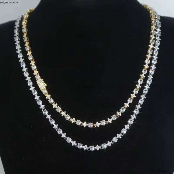 VVS Moissanite Round Straight Pull Cross Bracelet Necklace IGI for Women and Men Pearl Hip-Hop Fashion Jewelry Set