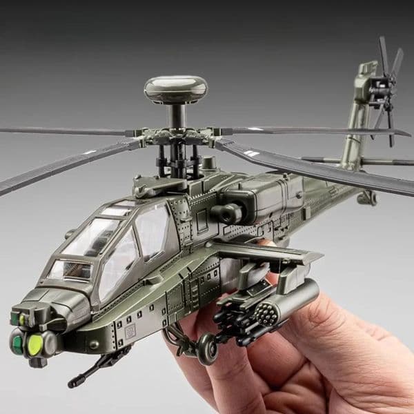132 Scale AH64 Airplane Model Toy Car Alloy Diecast Rotatable Propeller Sound Light Fighter Vehicle Models for Kids Gifts 251224