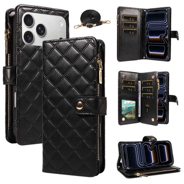 Suitable for Apple 17 Pro Full Coverage Flip Leather with Card Slot Inner Pocket Magnetic Clasp Business Phone Protective Case