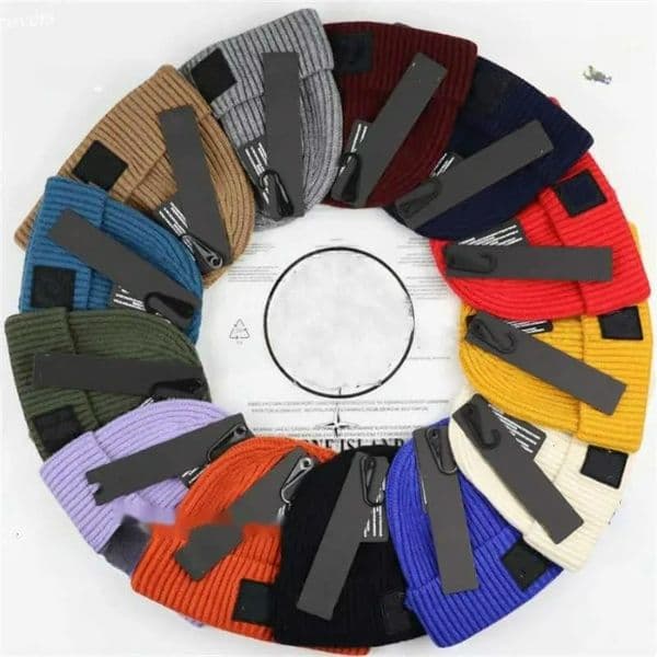 Fashion Beanie Hat Stone Wool Hats Classic Embroidery Patch Luxury Brand Knitted Autumn and Winter Thick Warm Hat Unisex Outdoor Cold-proof Pompom