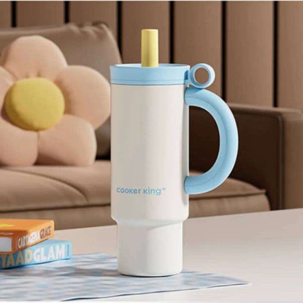 COOKER KING Insulated Stainless Steel Tumbler with Handle and Straw, 316 stainless steel liner, Leakproof Water Bottle 25M1226