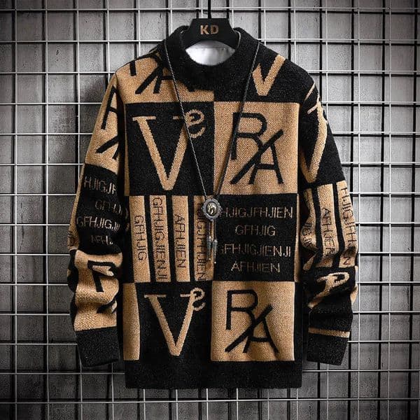 Men Knitted Sweater Stripe Pullovers Printing Round Neck Sweater AutumnWinter Quality Casual Men Clothing Jumper 251225