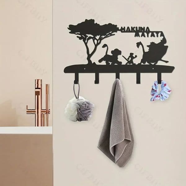 Key Holder Wall Mounted Hook Easy to Install with 5 Hooks Black Metal Organizer Coat Rack Storage 251226