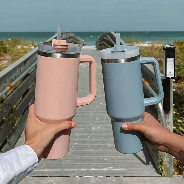 40oz 304 Stainless Steel Insulated Water Bottle,Thermal Coffee Car Cup, Cold Hot Mugs Vacuum Flask With Handle Straw,For Sport 25M1226
