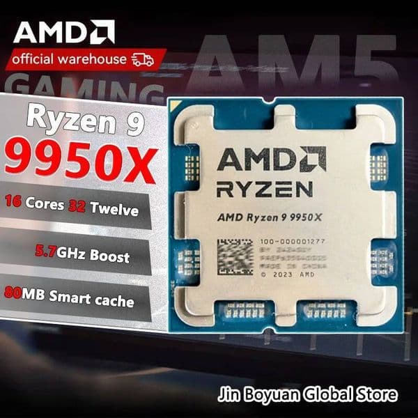 AMD Ryzen 9 9950X R9 9950X New Processor 57GHz 16-Core 32-Thread 80MB Game Cache 4NM TDP 170W Socket AM5 Gaming CPU Zen 5