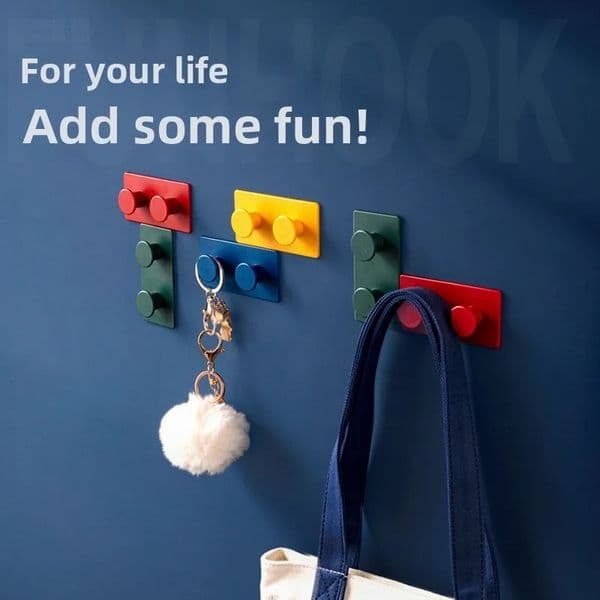 4pcs Dopamine Lego Block Hooks Creative Entryway Organizer for Hats Bags Keys and Coats 251226
