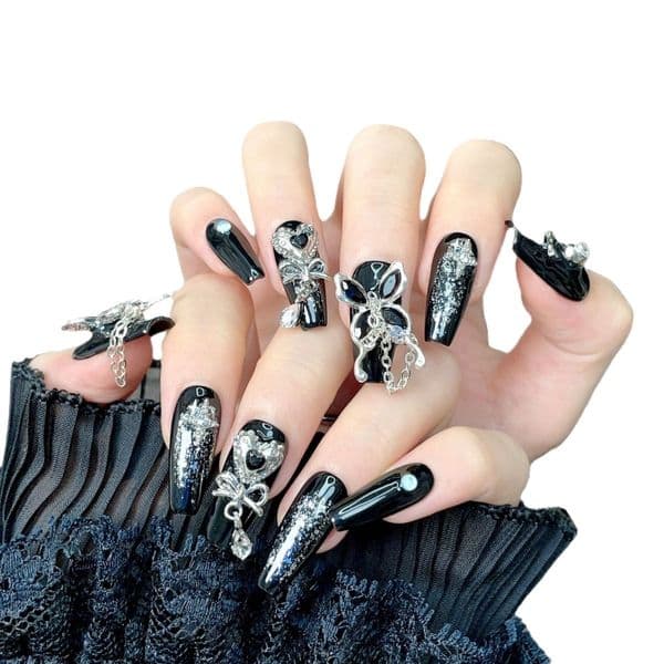 elegant handpainted nail decals pure boutiquely designed y2kinspired jewelry adornments
