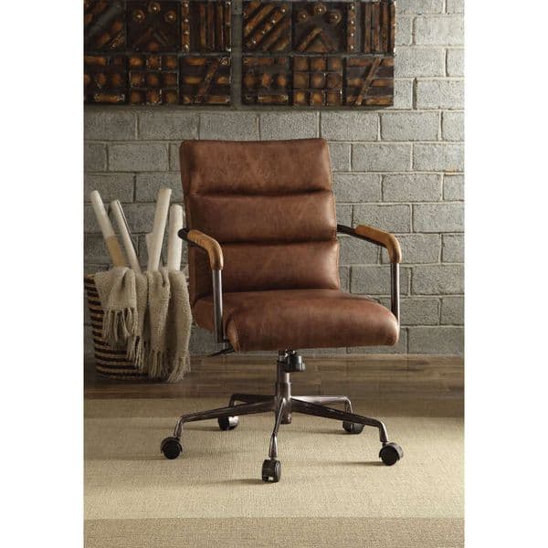 Harith Retro Brown Top Grain Leather Office Chair 9020 2004