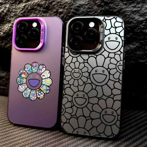T-Takashi M-Murakami ART Phone Case For IPhone 11-17 Pro Max Plus Mticolor Matte Silver-Plated Protective Y251226