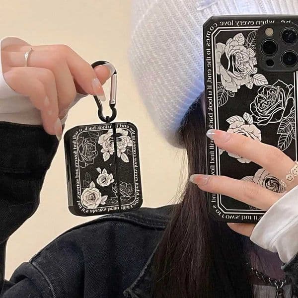 Roses Flower Leather Earphone Cases For Airpods 4 0224 Pro 3 2 Cover Relief Cute set Box Shockproof Case Y251226 2aw