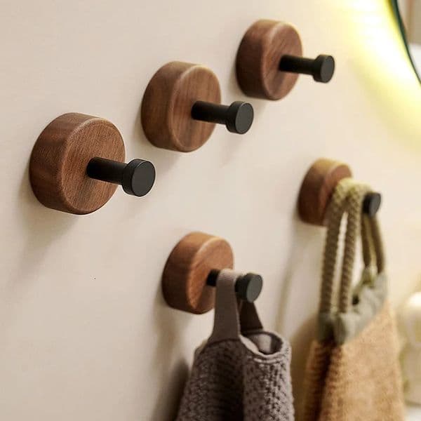 Natural Wood Clothes Hanger Wall Mounted Coat Hook Room Decorative Key Holder Hat Scarf Handbag Storage Bathroom Rack 251226