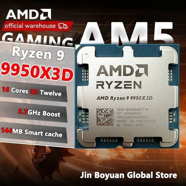 Ryzen 9 9950X3D AMD R9 9950X3D CPU Process New 57GHz 16-Core 32-Thread 144MB Game Cache 4NM TDP 170W Socket AM5 Gaming Zen 5