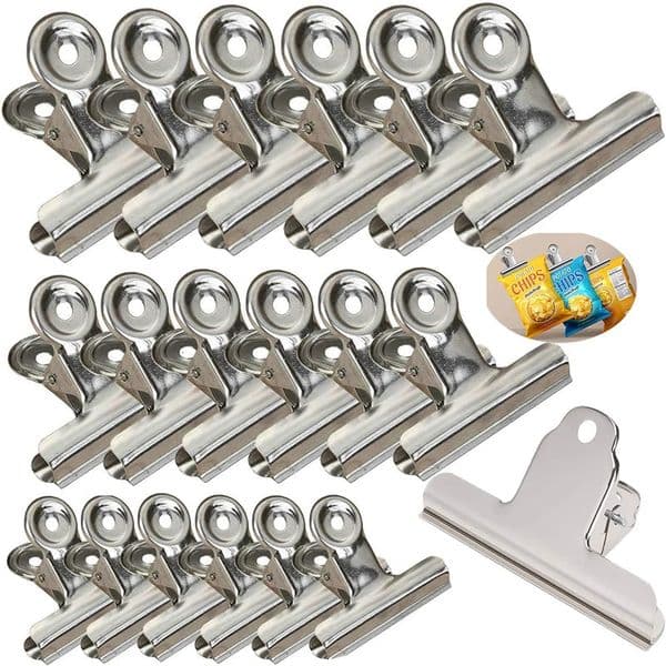 6Pcs Bulldog Clips Chip Food Clip Multifunctional Metal Hinge Clamp Binder Paper for Bag Kitchen Home Office 251226BJ