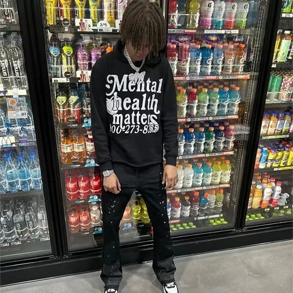 Mental Health Matters Graphic Print Pullover Hoodie Mens Oversized Street Trend Style Hoodie Causal Sweatshirt for Adult 251217