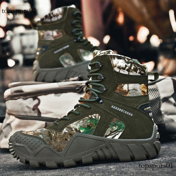 Cross-Border Plus Size Outdoor Training Combat Boots High-Top Thick-Soled Hiking Mountaineering Autumn Winter New Fashion Travel Men's Shoes