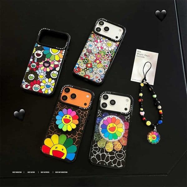 Korean INS Cartoon Sun Cute Flowers For Stand Phone Case for iPhone 17 Air Pro 11 12 13 14 15 16 Pro Max Plus 16E Cover Y251226