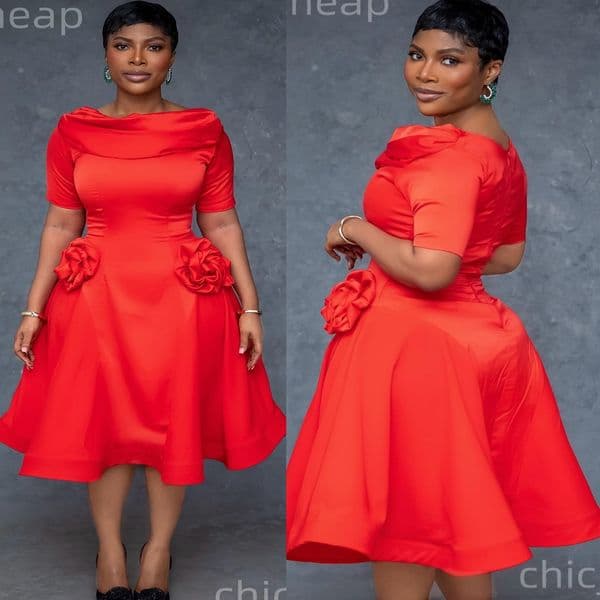 2026 Plus Size Red A-line Mother Of Bride Dresses Scoop A-line Flowers Knee Length Evening Party Mamas Dress Vintage 50s Birthday Wedding Guest Groom Mothers Gowns