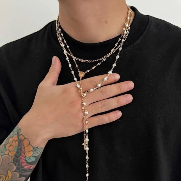 Salircon 3Pcs/Set Boho Jesus Cross Pendant Necklace Women Trendy Exquisite Pearl Beaded Chain Y2K Charm Jewelry Gift 251224