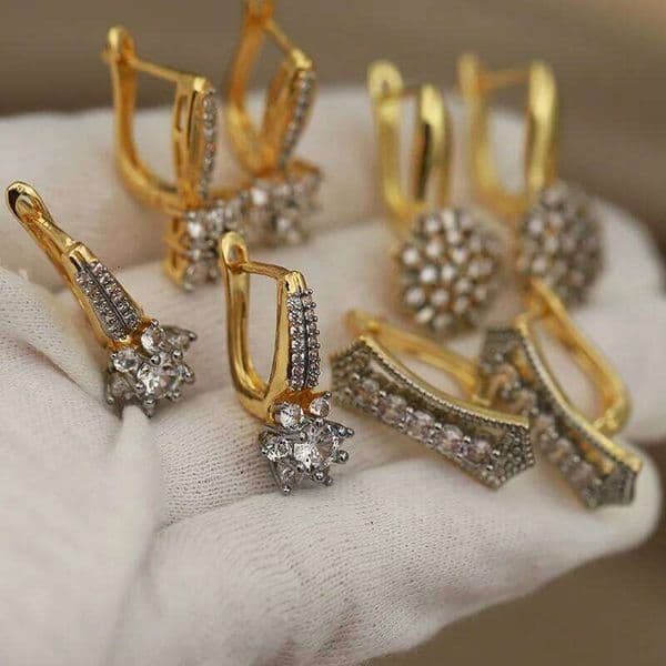 New Sight Design Crystal Leaf Stud for Women Fashion Brand Jewelry Zirconia Flower Earrings