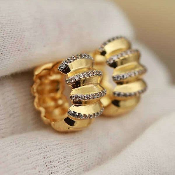 New Sight Design Crystal Flower Stud for Women Fashion Brand Jewelry Metal Geometric Leaf Earrings