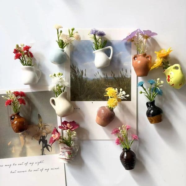Ins Style Mini Ceramic Small Vase Refrigerator Sticker Creative 3D Stereo Home Decoration Magnet 251225BJ