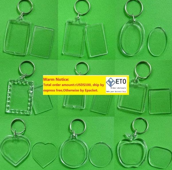 Clear Acrylic Plastic Blank Keyrings Insert Passport Photo Frame Keychain Picture Frame Keyrings Party Gift SN1195 ZZ