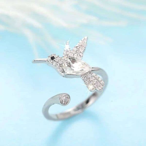 Huitan Colorful Bird Design Opening Rings for Women Trendy Cute Exquisite Finger Accessories Lovely Versatile Party Jewelry Gift