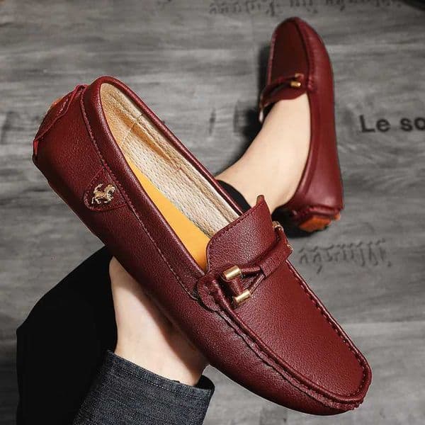 YRZL Loafers for Men Casual Leather Shoes Mens Loafers Breathable Slip on Wine Red Big Size 48 Driving Shoes for Men Z251227